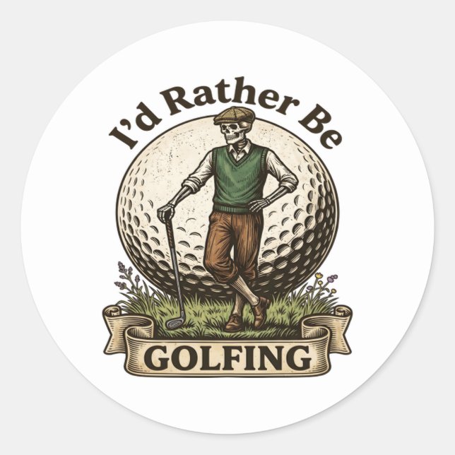 Adesivo Eu Preferiria Estar Jogando Golfe  (Frente)