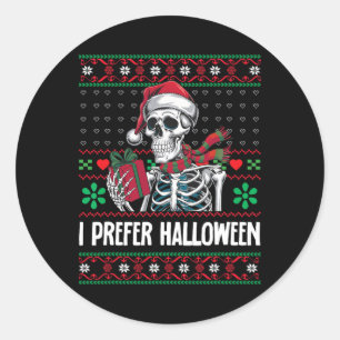 Adesivo Eu Prefiro Halloween Skeleton Família Xmas Feliz C