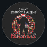 Adesivo Eu Quero Aliens De Pé-Grande E Pé-Grande; De Natal<br><div class="desc">Eu Quero Aliens De Pé-Grande E Pé-Grande; De Natal Engraçado,  Xadrez Vermelha E Xmas</div>