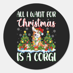 Adesivo Eu Quero O Natal É Um Cachorro Corgi Xmas Tree Lig
