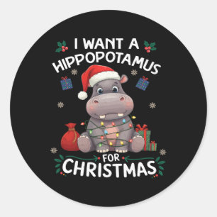 Adesivo Eu Quero Um Hippopotamus Para A Diversão Do Natal