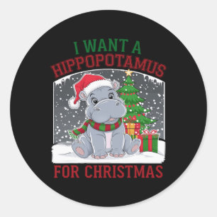 Adesivo Eu Quero Um Hippopotamus Para O Natal Bonito