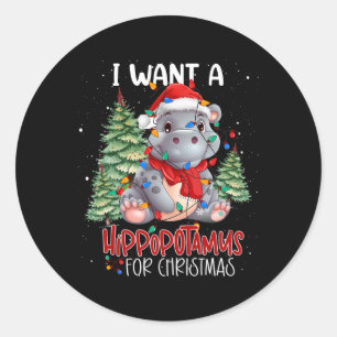 Adesivo Eu Quero Um Hippopotamus Para O Natal Xmas Hippo P