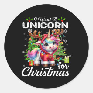 Adesivo Eu Quero Um Unicórnio Para O Natal Bonito Dotado D