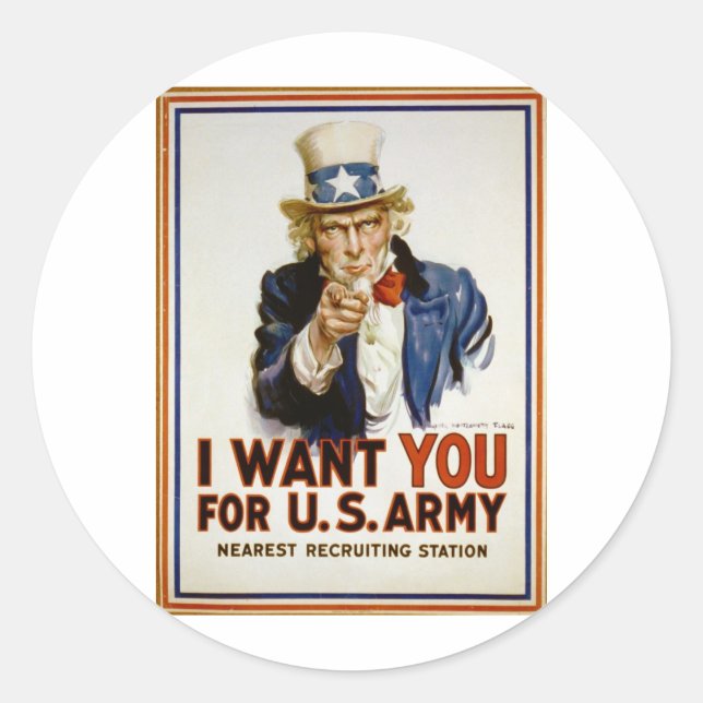 Adesivo Eu quero você para o Exército dos EUA por James Mo (Frente)
