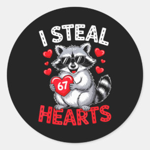 Adesivo Eu Roubo 67 Corações Engraçado 67 Raccoon Dia dos