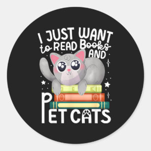 Adesivo Eu só quero ler livros e acariciar gatos gato
