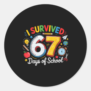 Adesivo Eu Sobrevivi 67 Dias De Escola Engraçado 6 7 Meme 