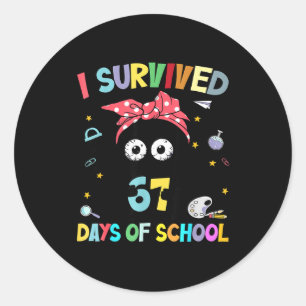 Adesivo Eu Sobrevivi 67 Dias De Escola Gato Preto Engraçad