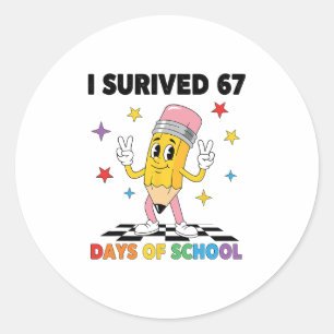 Adesivo Eu Sobrevivi 67 Dias De Escola Seis Sete Meme Para