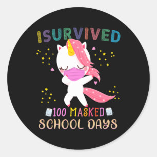 Adesivo Eu Sobrevivi A 100 Dias Escolares Mascarados Dabit