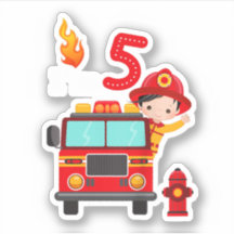 Eu sou 5 Birthday Boy Fire Engine Truck Toddler Fi