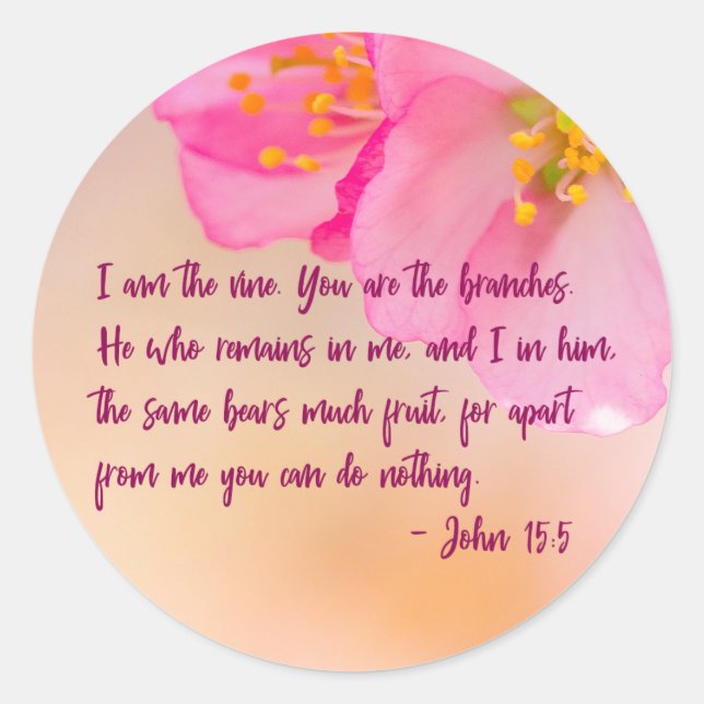 Adesivo Eu Sou A Vinha Cristã Inspiradora Floral (Frente)