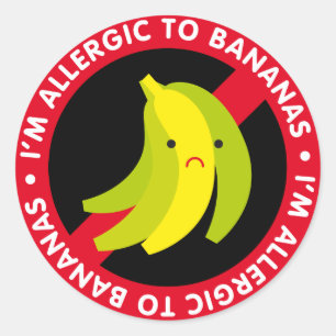 Adesivo Eu sou alérgico às bananas! Alergia da banana