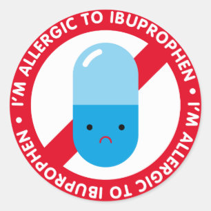 Adesivo Eu sou alérgico ibuprophen! Alergia de Ibuprophen