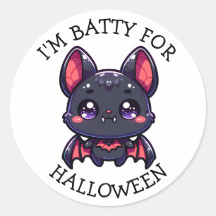 Adesivo Eu sou Batty para Halloween Cute Chibi Bat