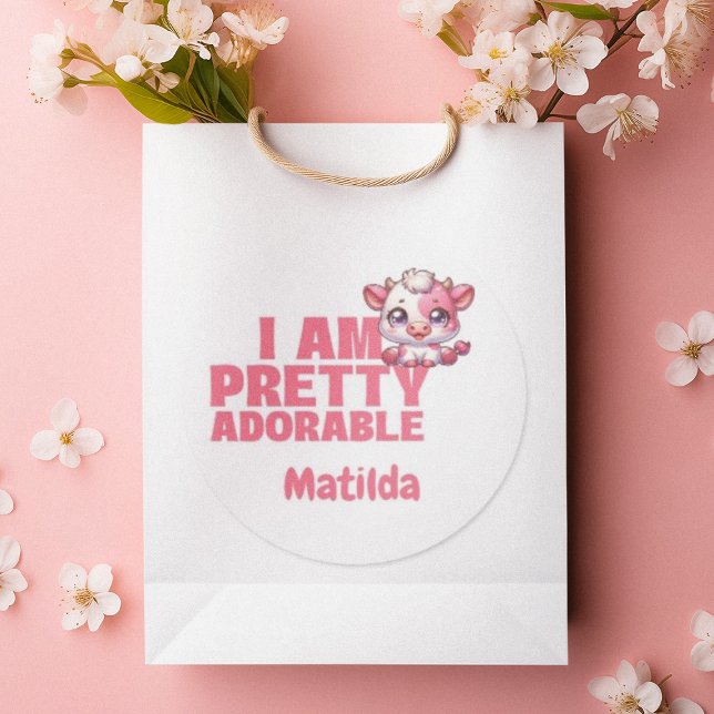 Adesivo Eu sou Bonito Adorável Rosa Personalizado Clássico (Criador carregado)