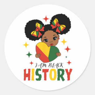 Adesivo Eu Sou História Negra Crianças Meninas Coração His
