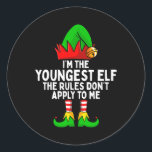 Adesivo Eu sou o mais jovem Elf Matching Family Christmas<br><div class="desc">Eu sou o mais jovem Elf Matching Family Christmas</div>