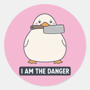 Adesivo EU SOU O PERIGO Pato Cleaver Faca Meme