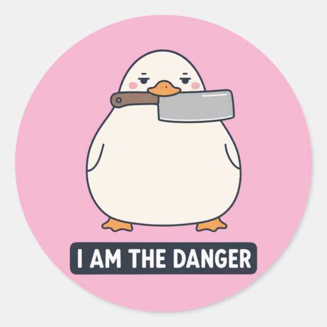 Adesivo EU SOU O PERIGO Pato Cleaver Faca Meme (Frente)
