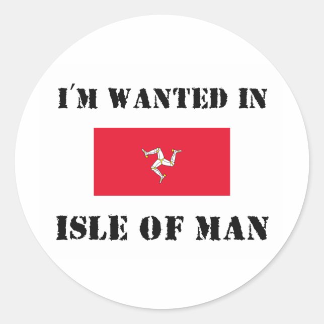 Adesivo Eu sou procurado na Ilha de Man (Frente)