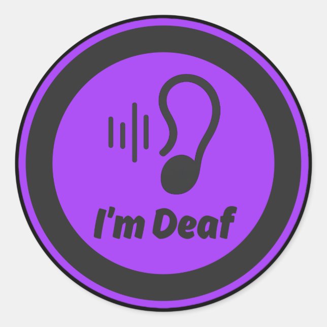 Adesivo Eu sou símbolo surdo - preto e roxo (Frente)