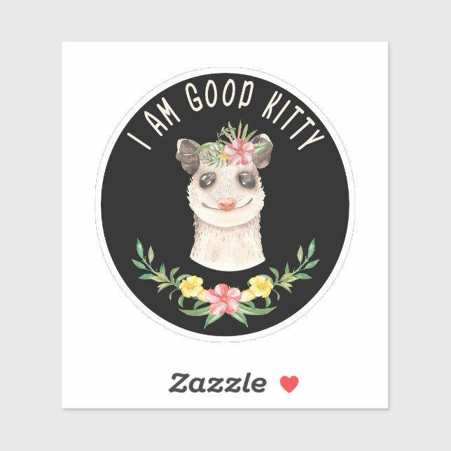 Adesivo Eu sou um bom Gatinho Engraçado, Cute Possum Dom (Folha)