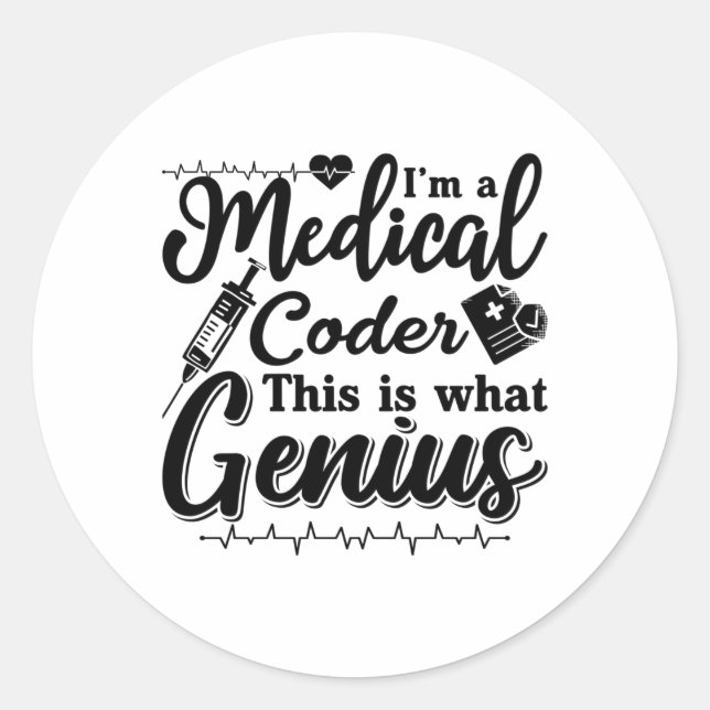 Adesivo Eu sou um Codificador Médico Este Genius Programme (Frente)