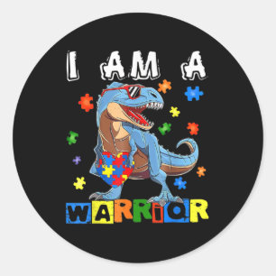 Adesivo Eu Sou Um Guerreiro Autismo Sensibilização Dinossa