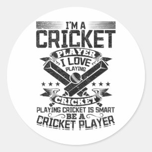 Adesivo Eu sou um jogador de críquete, eu amo jogar críque