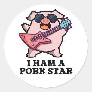 Adesivo Eu Sou Um Pork Star Cute Rock Star Pig Pun