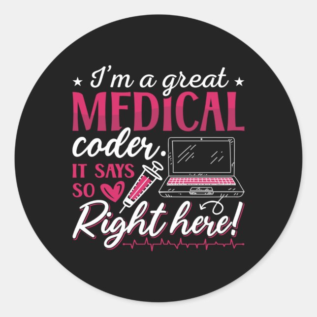 Adesivo Eu sou um programador de código de código médico d (Frente)