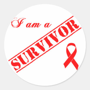 Adesivo Eu sou um sobrevivente - fita vermelha