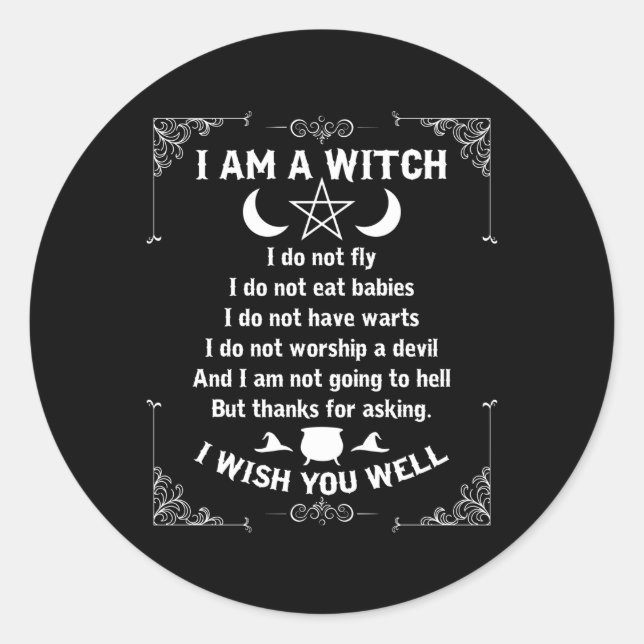 Adesivo Eu Sou Uma Bruxa Pagã Wicca Wiccan (Frente)