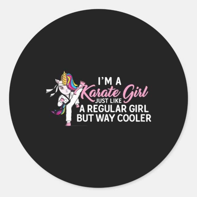 Adesivo Eu sou uma garota do Karate Unicorn como normal (Frente)