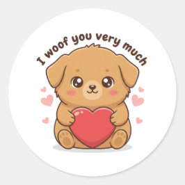 Adesivo Eu Te Adoro Muito Cachorro Fofo Filhote Dia dos Na