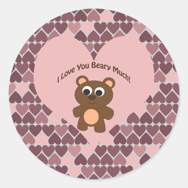 Adesivo Eu te amo Beary Much! Fundo do Coração (Frente)