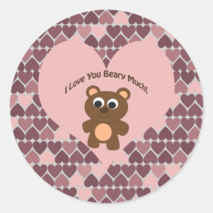 Adesivo Eu te amo Beary muito! Fundo do coração