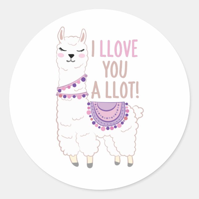 Adesivo Eu te amo muito - Engraçado Llama (Frente)