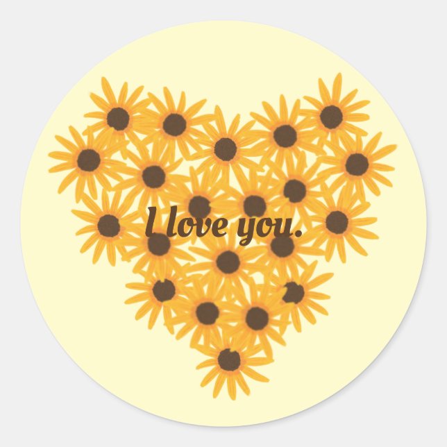 Adesivo Eu te amo, Sunflower Heart Stickers (Frente)