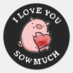 Adesivo Eu Te Amo Tanto Pun do Porco Engraçado Fundo Escur