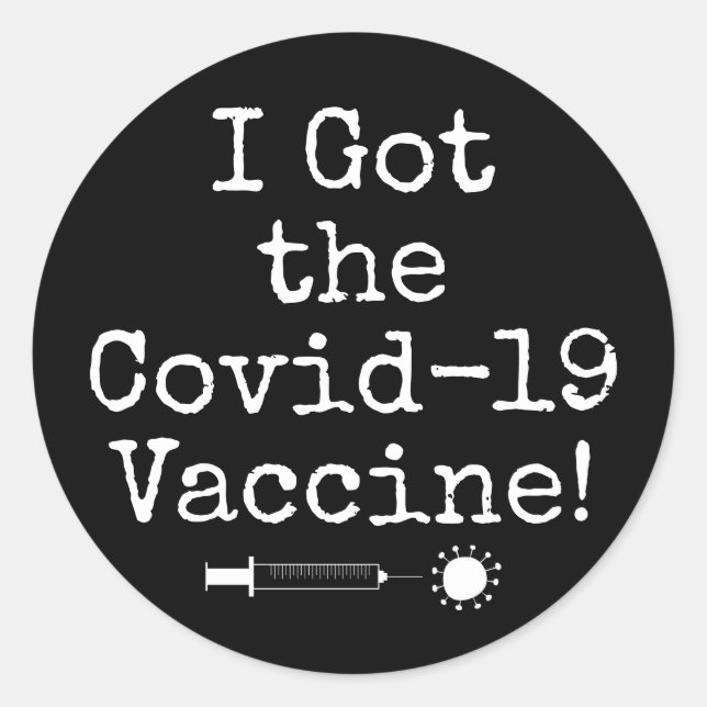 Adesivo Eu tenho a vacina Covid-19 preto simples (Frente)