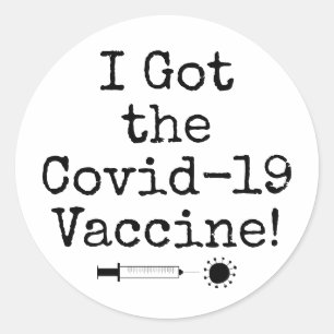 Adesivo Eu tenho a vacina Covid-19 preto simples em branco
