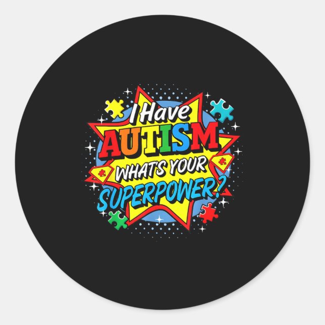 Adesivo Eu Tenho Autismo Qual É Seu Superpoder Puzzle Home (Frente)