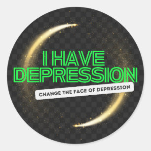 Adesivo Eu tenho depressão em Neon Green com estrela fotog
