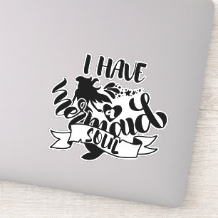 Adesivo Eu Tenho Uma Alma de Sereia Divertida Fofa Praia