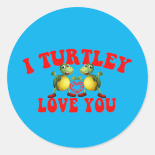 Adesivo Eu Turtley Te Amo - Engraçada Tartaruga Romântic