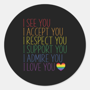 Adesivo Eu Vejo Aceito Respeito Apoio Admiro Amo Você Lgbt