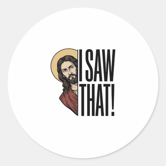 Adesivo Eu Vi Esse Engraçado Olhar Religioso Design Gráfic (Frente)